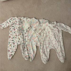 Lot of 3 Baby Girl Little Me Footies size 6M